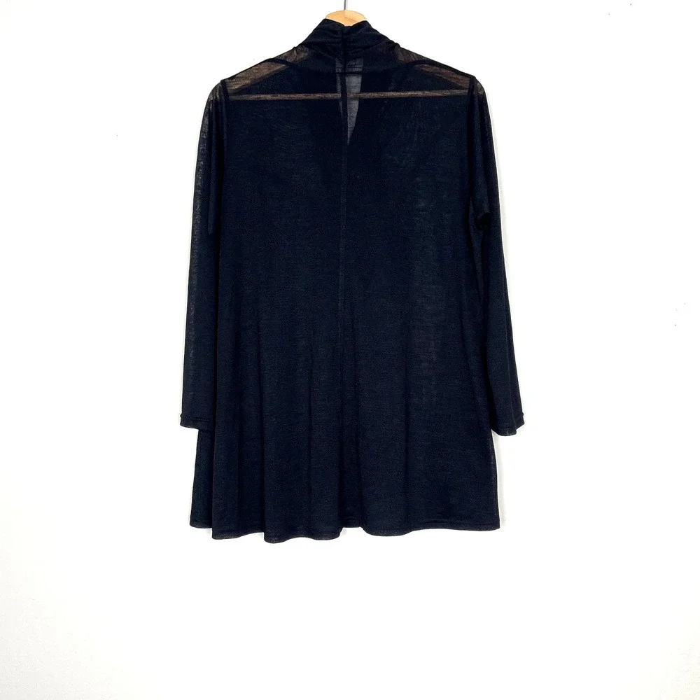 Tokuko 1er Vol Black Sheer Panel Long Sleeve Open Front Jacket Size 9 (US M)‎